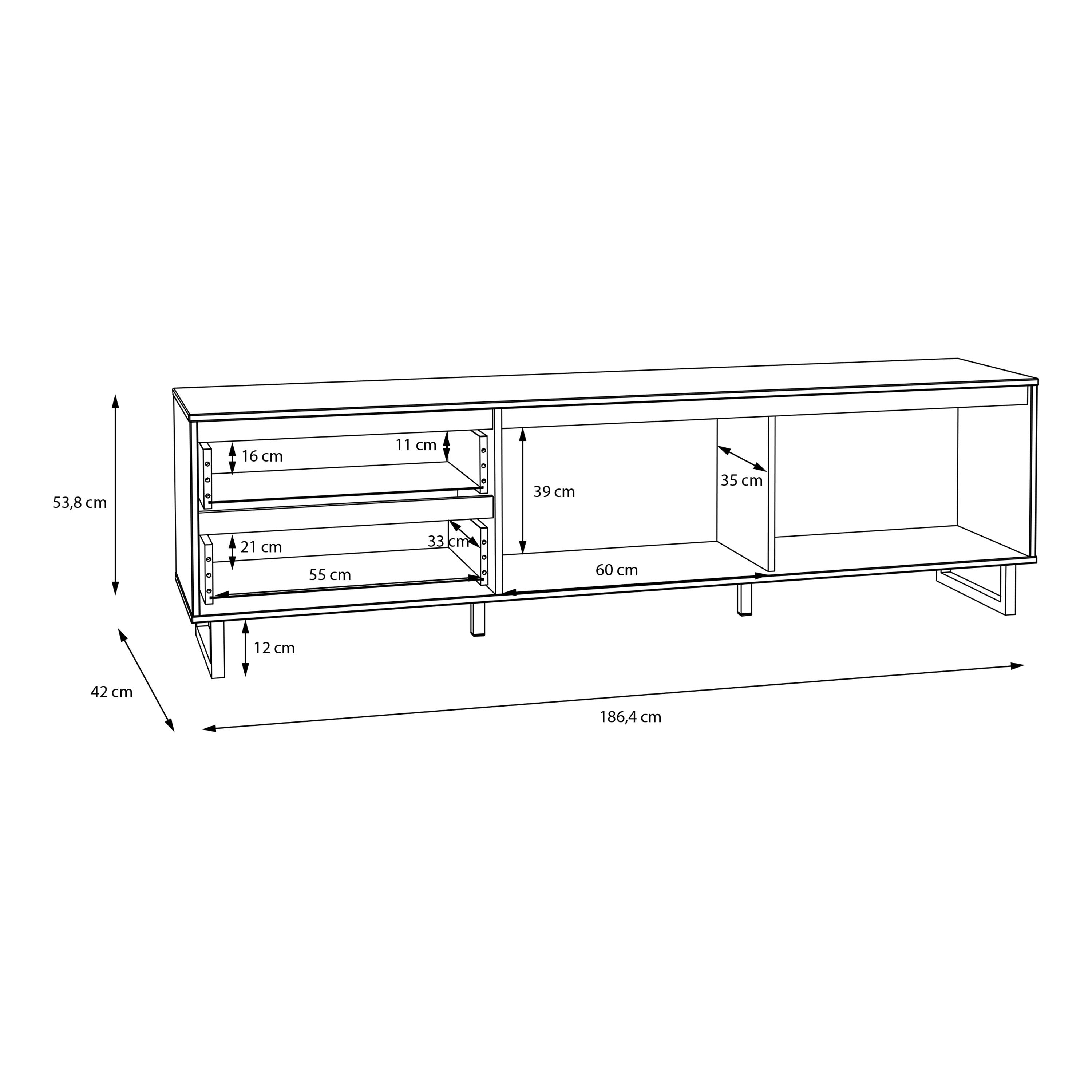 Nikomedes TV Cabinet Unit In Herringbone Parquet Style Oak Finish - Price Crash Furniture