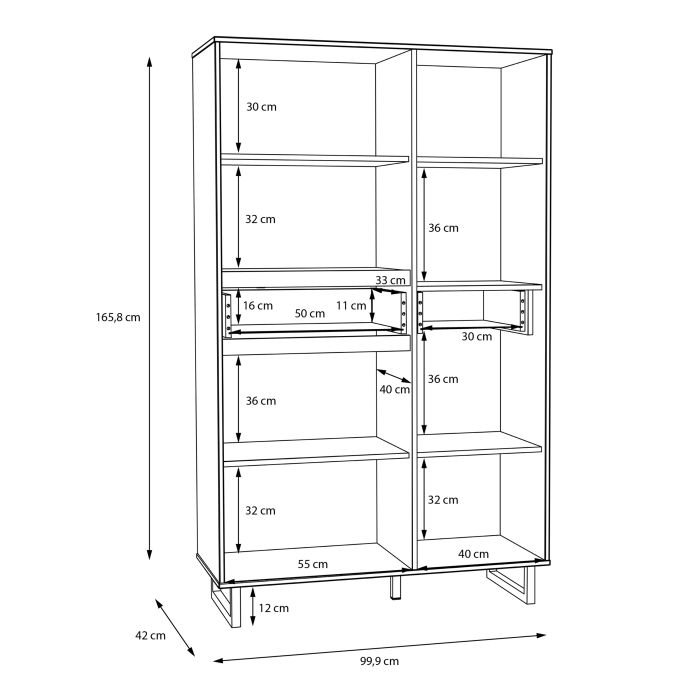 Nikomedes Display Cabinet In Spica Oak, Matt Black & Bartex Oak - Price Crash Furniture