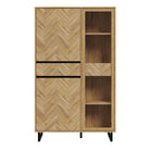 Nikomedes Display Cabinet In Spica Oak, Matt Black & Bartex Oak - Price Crash Furniture