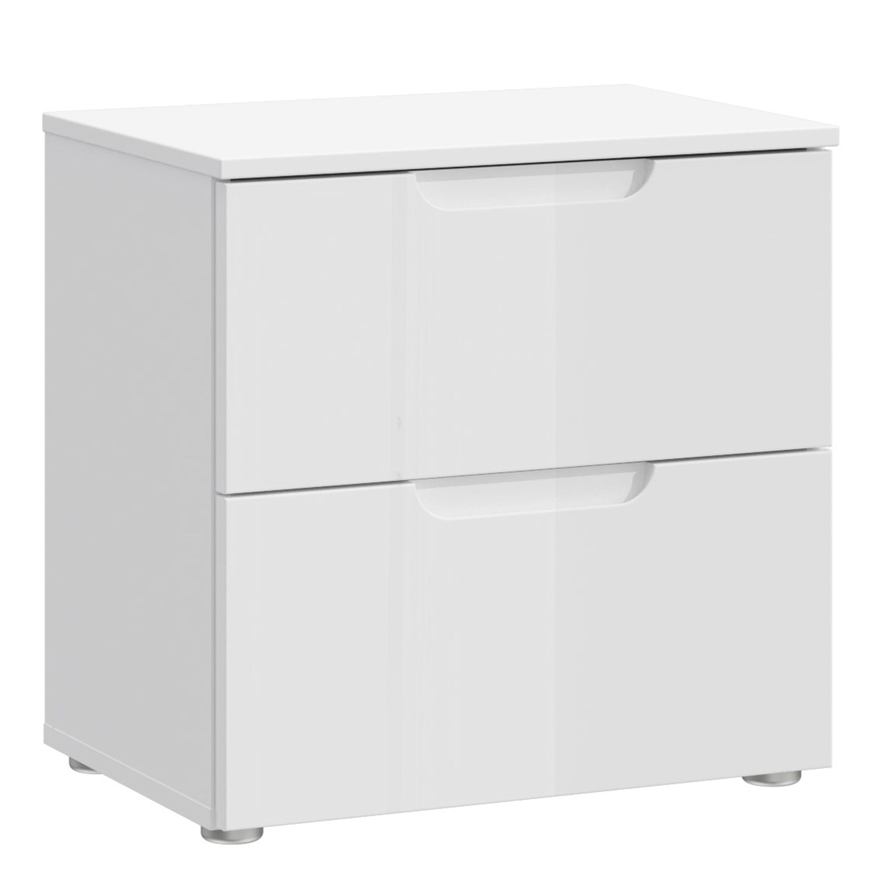 Sienna Bedside Table Cabinet Unit White & White High Gloss - Price Crash Furniture