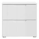 Sienna Bedside Table Cabinet Unit White & White High Gloss - Price Crash Furniture