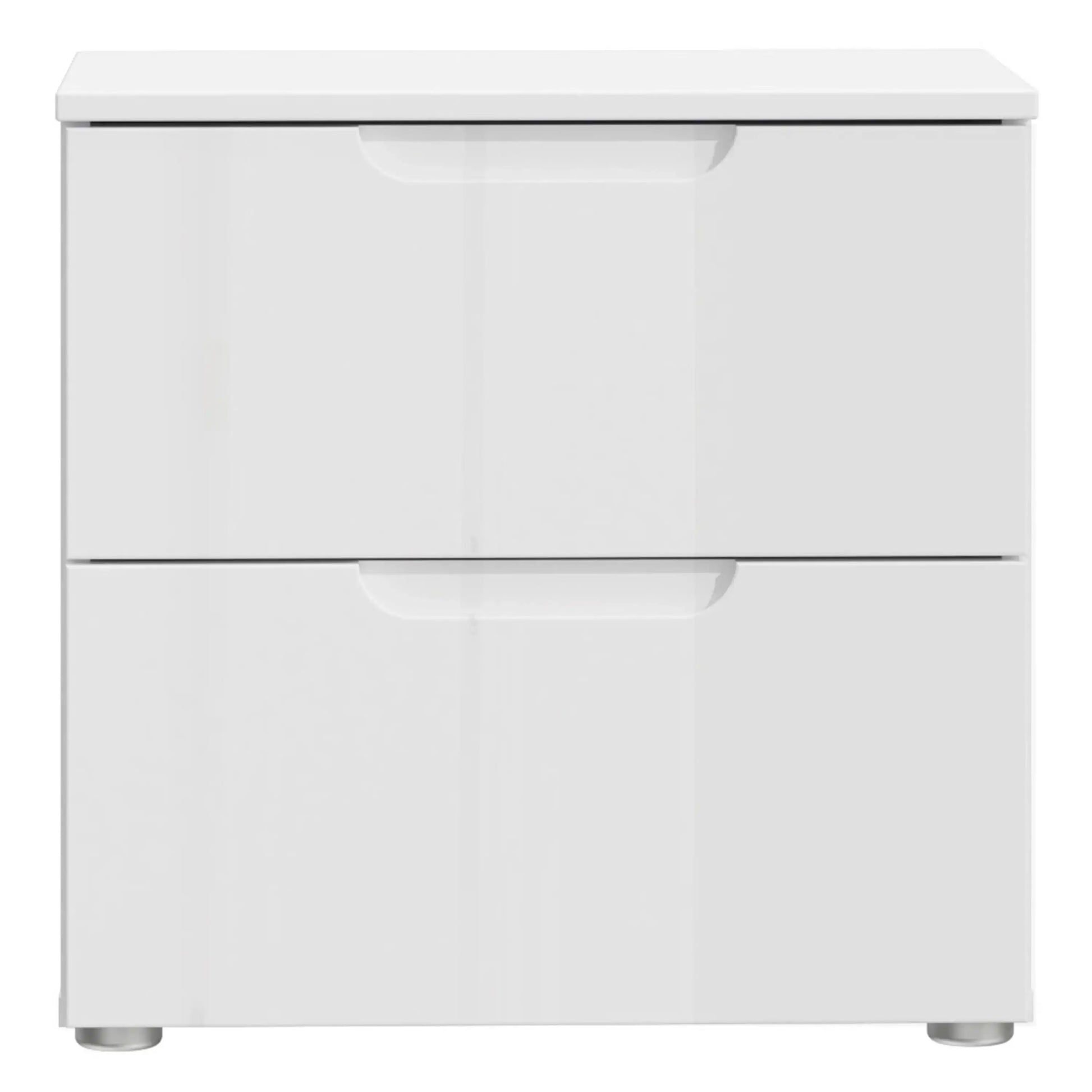 Sienna Bedside Table Cabinet Unit White & White High Gloss - Price Crash Furniture