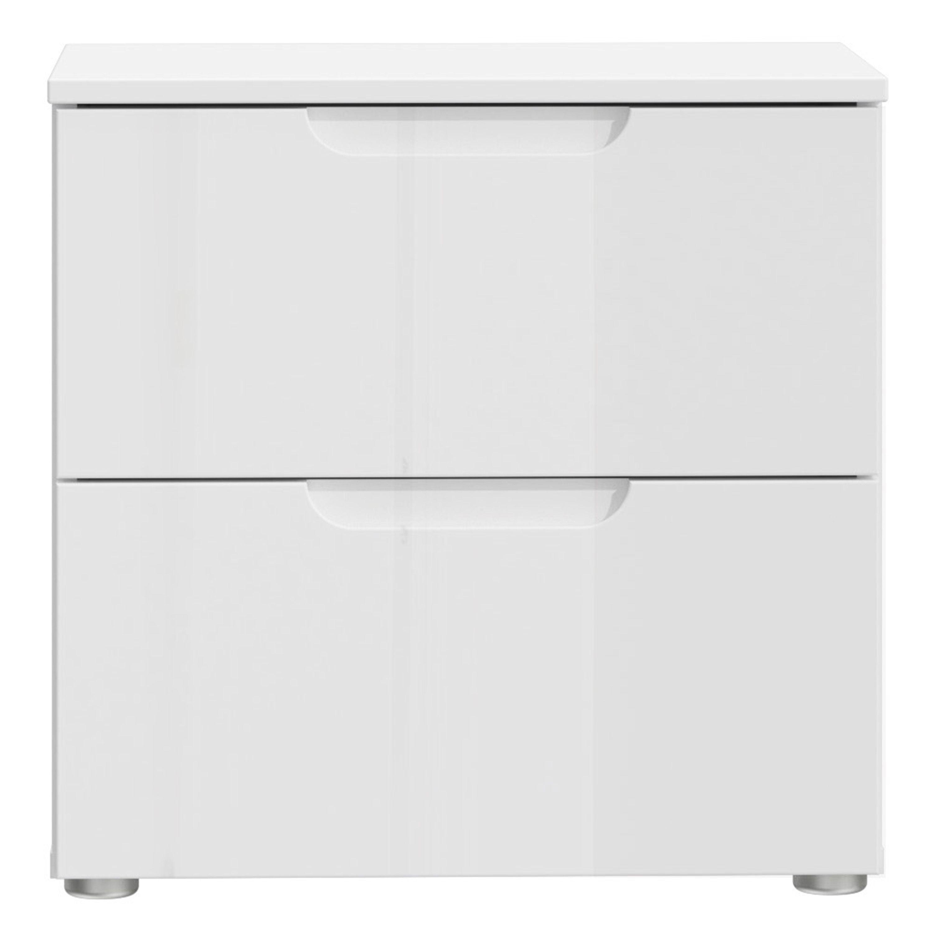 Sienna Bedside Table Cabinet Unit White & White High Gloss - Price Crash Furniture