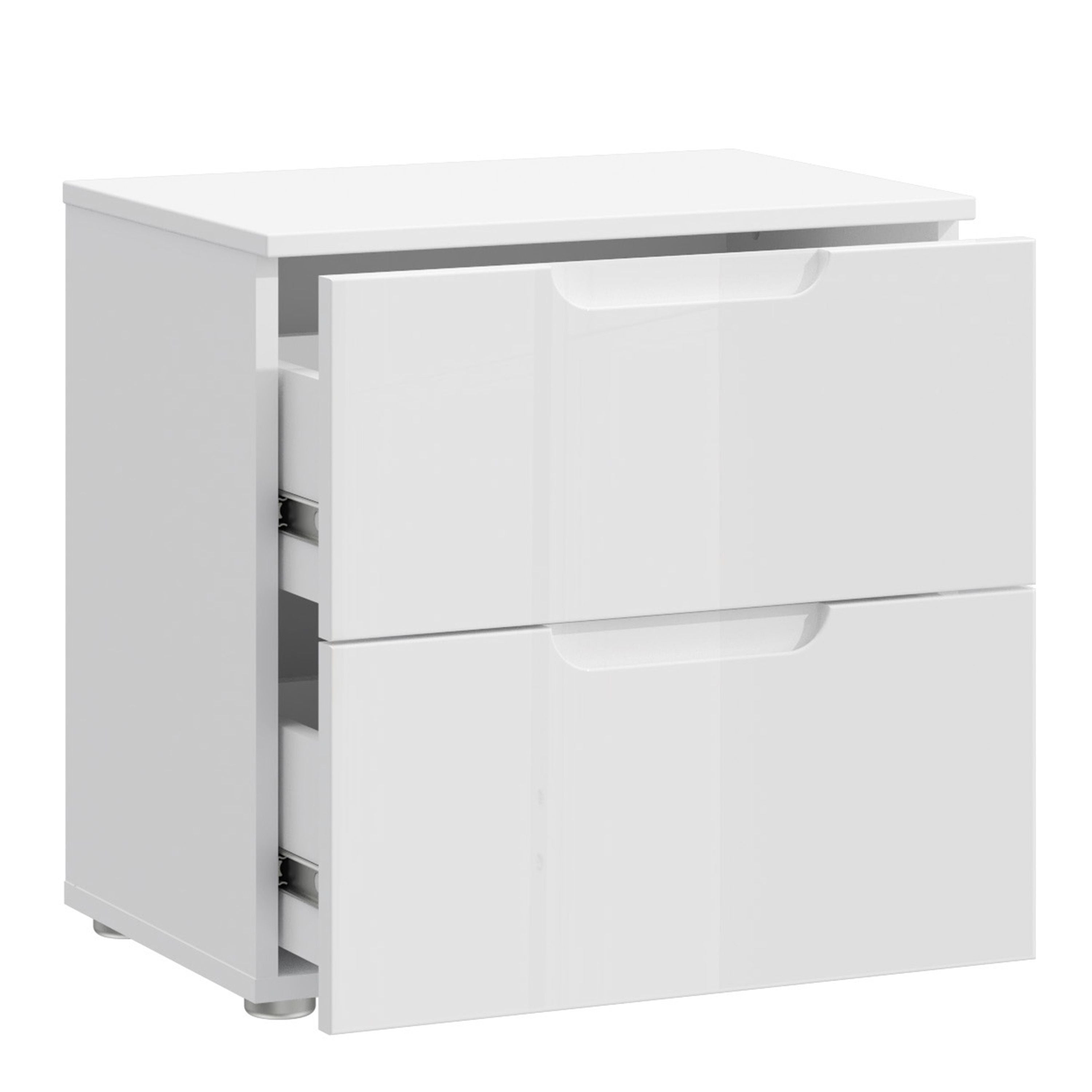 Sienna Bedside Table Cabinet Unit White & White High Gloss - Price Crash Furniture