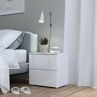 Sienna Bedside Table Cabinet Unit White & White High Gloss - Price Crash Furniture