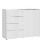 Sienna 4 Drawer Chest Of Drawers with 1 Door In White High Gloss - Price Crash Furniture