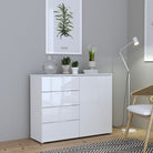 Sienna 4 Drawer Chest Of Drawers with 1 Door In White High Gloss - Price Crash Furniture