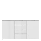 Sienna Large Wide Chest Of 4 Drawers And 2 Doors In White High Gloss - Price Crash Furniture