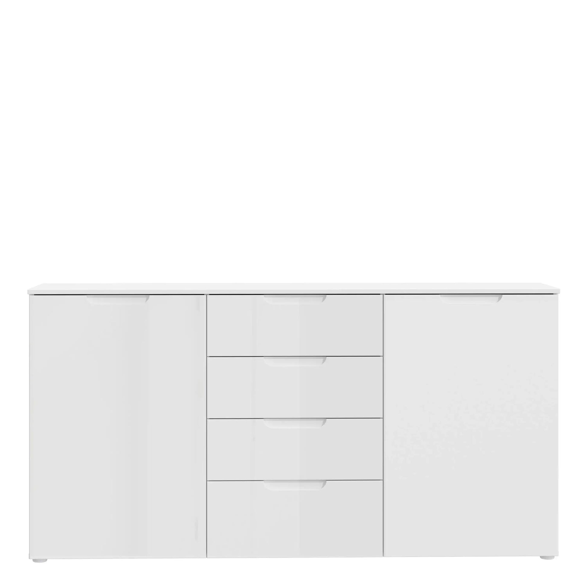 Sienna Large Wide Chest Of 4 Drawers And 2 Doors In White High Gloss - Price Crash Furniture