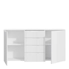 Sienna Large Wide Chest Of 4 Drawers And 2 Doors In White High Gloss - Price Crash Furniture