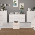 Sienna Large Wide Chest Of 4 Drawers And 2 Doors In White High Gloss - Price Crash Furniture