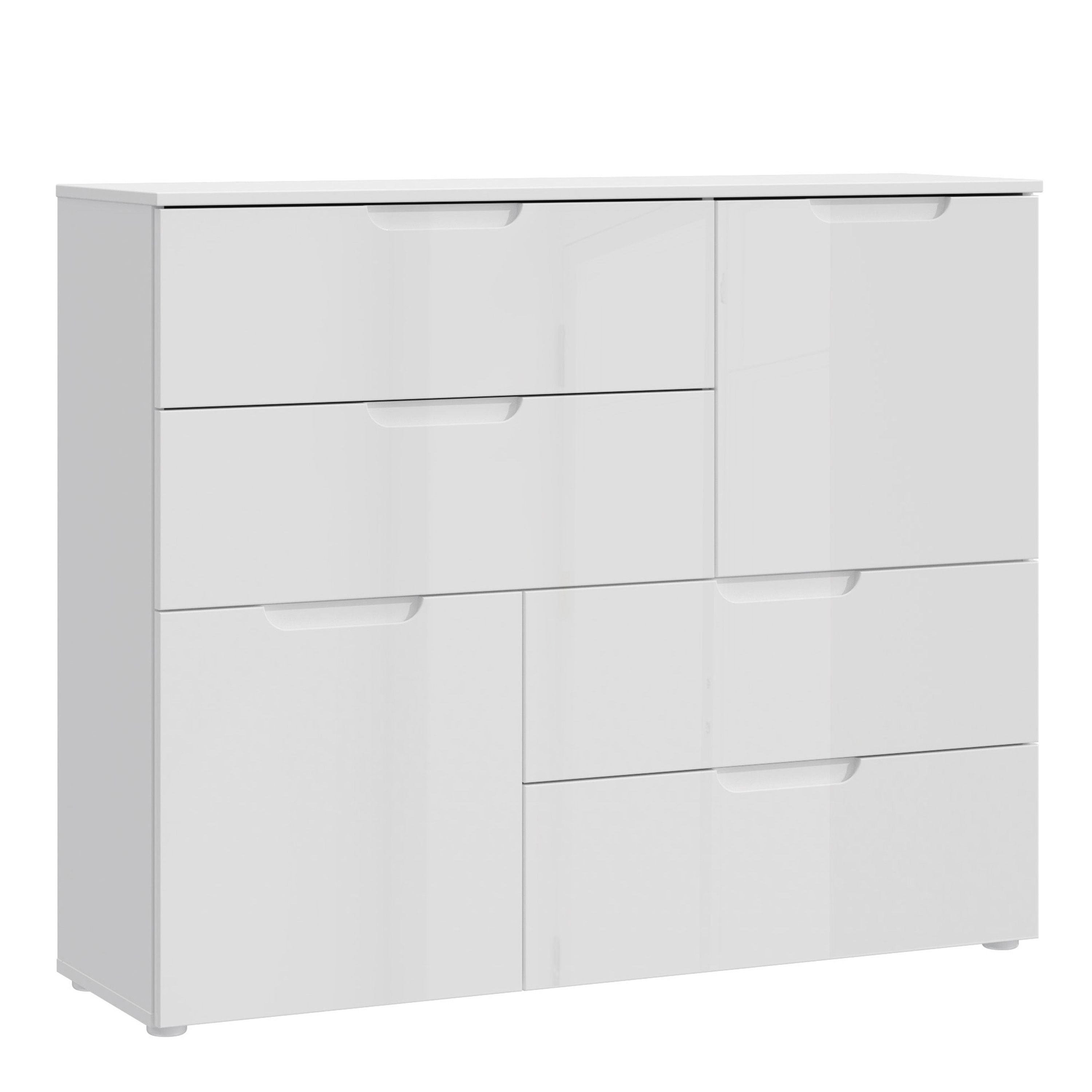 Sienna 2 Door 4 Drawer Abstract Chest Of Drawers White/White High Gloss - Price Crash Furniture