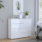 Sienna 2 Door 4 Drawer Abstract Chest Of Drawers White/White High Gloss - Price Crash Furniture