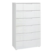 Sienna Modern 6 Drawer Chest Of Drawers InWhite High Gloss - Price Crash Furniture