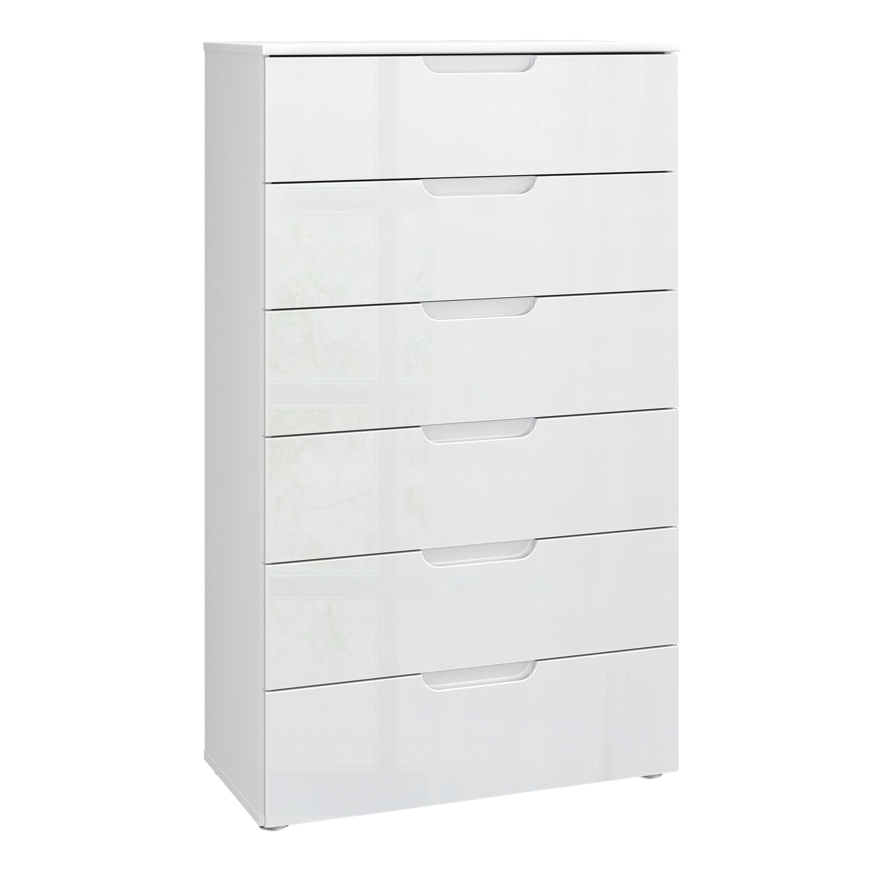 Sienna Modern 6 Drawer Chest Of Drawers InWhite High Gloss - Price Crash Furniture