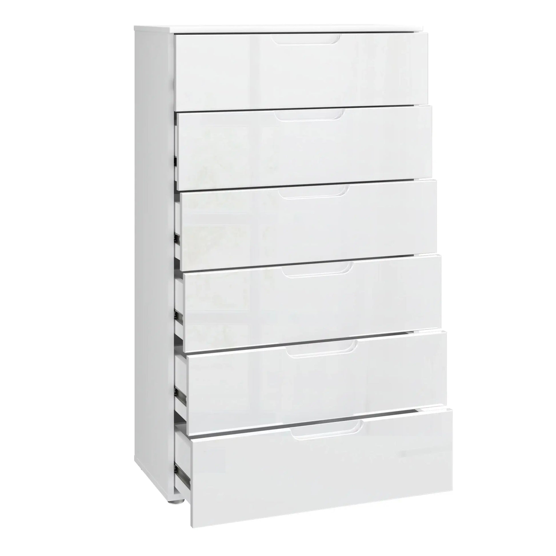 Sienna Modern 6 Drawer Chest Of Drawers InWhite High Gloss - Price Crash Furniture