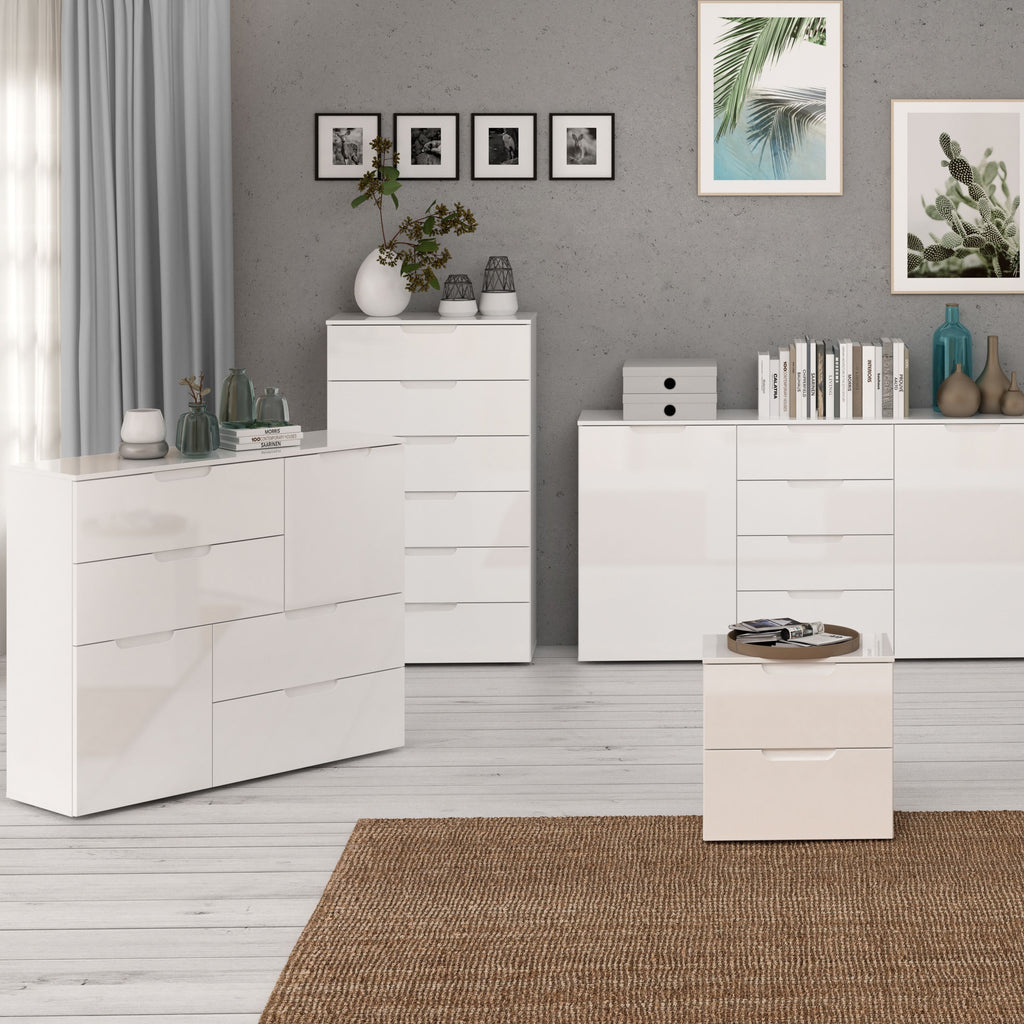 Sienna Modern 6 Drawer Chest Of Drawers InWhite High Gloss - Price Crash Furniture