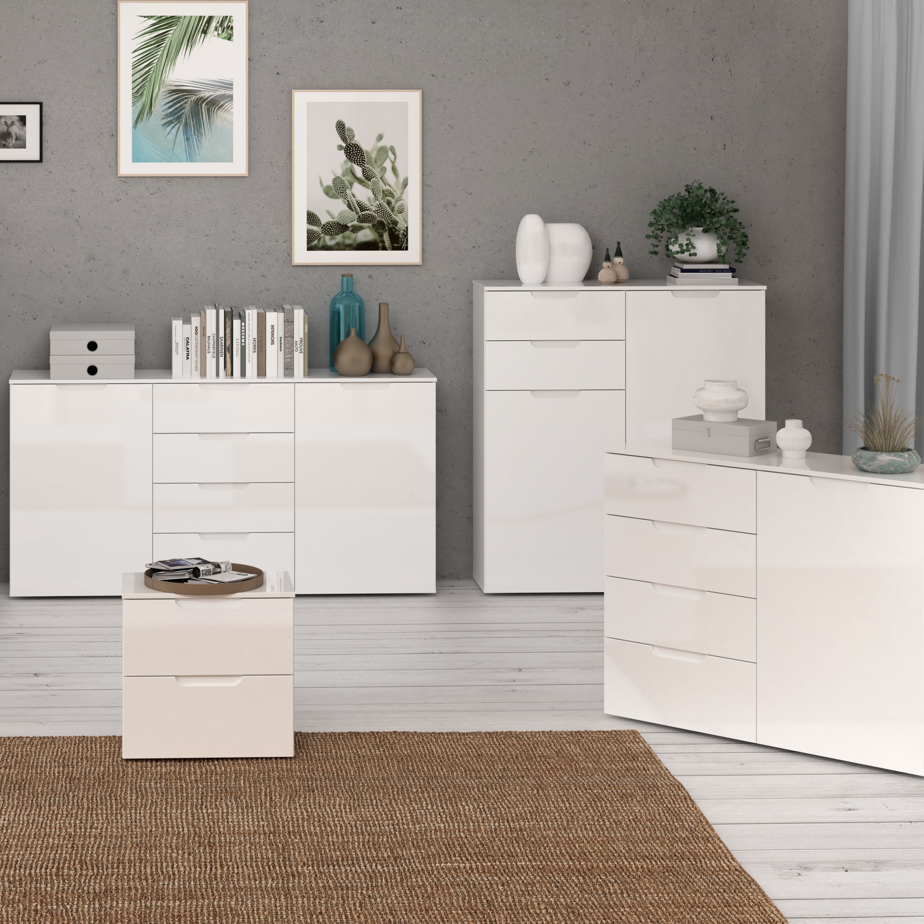 Sienna Chest Of Drawers In White High Gloss - Price Crash Furniture