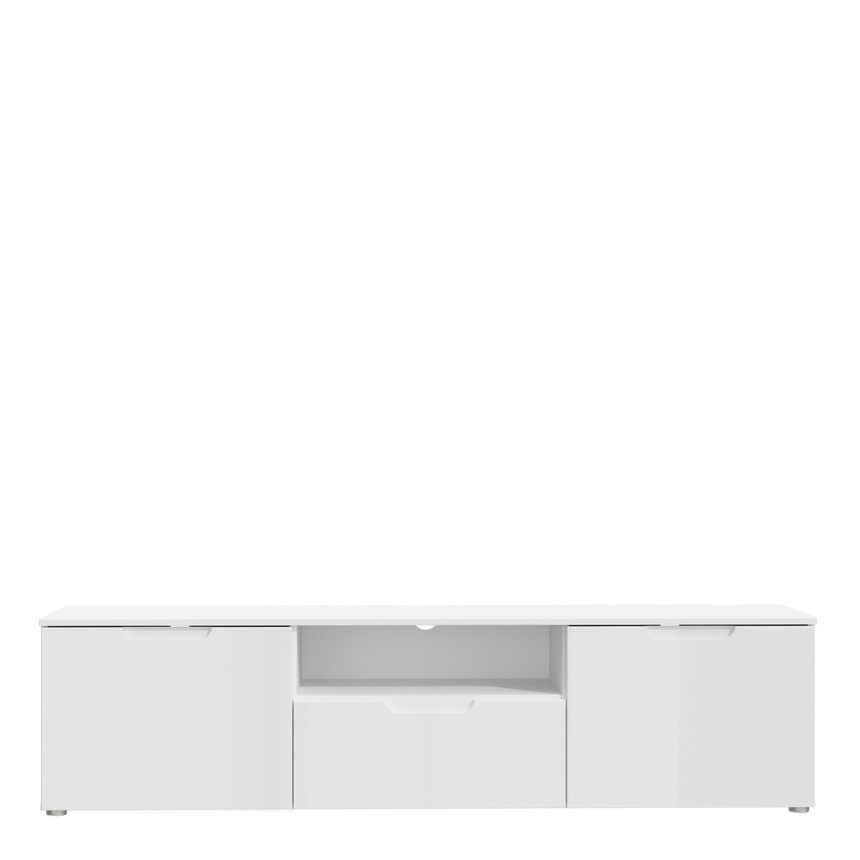 Sienna TV Unit In White & White High Gloss - Price Crash Furniture