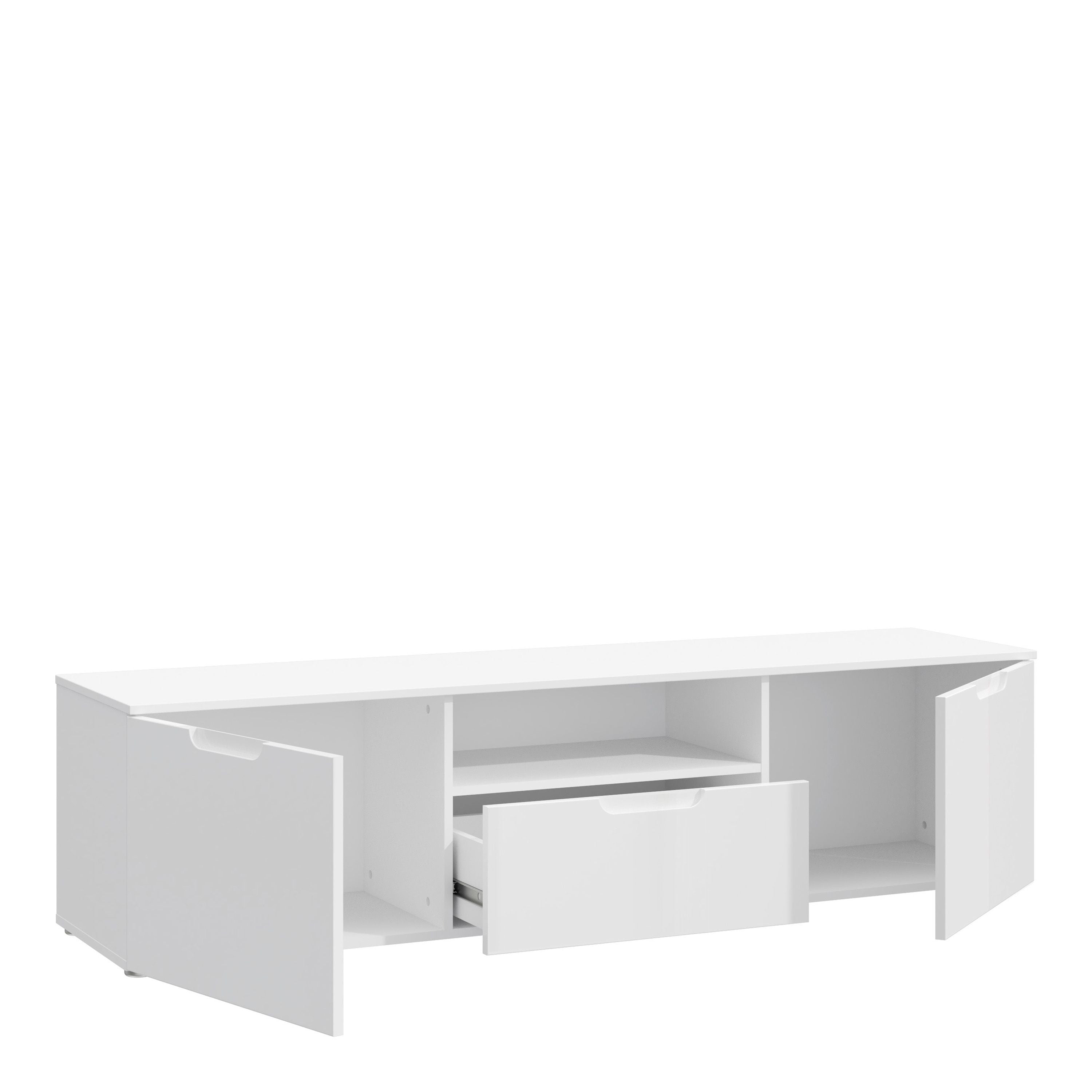 Sienna TV Unit In White & White High Gloss - Price Crash Furniture