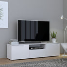 Sienna TV Unit In White & White High Gloss - Price Crash Furniture