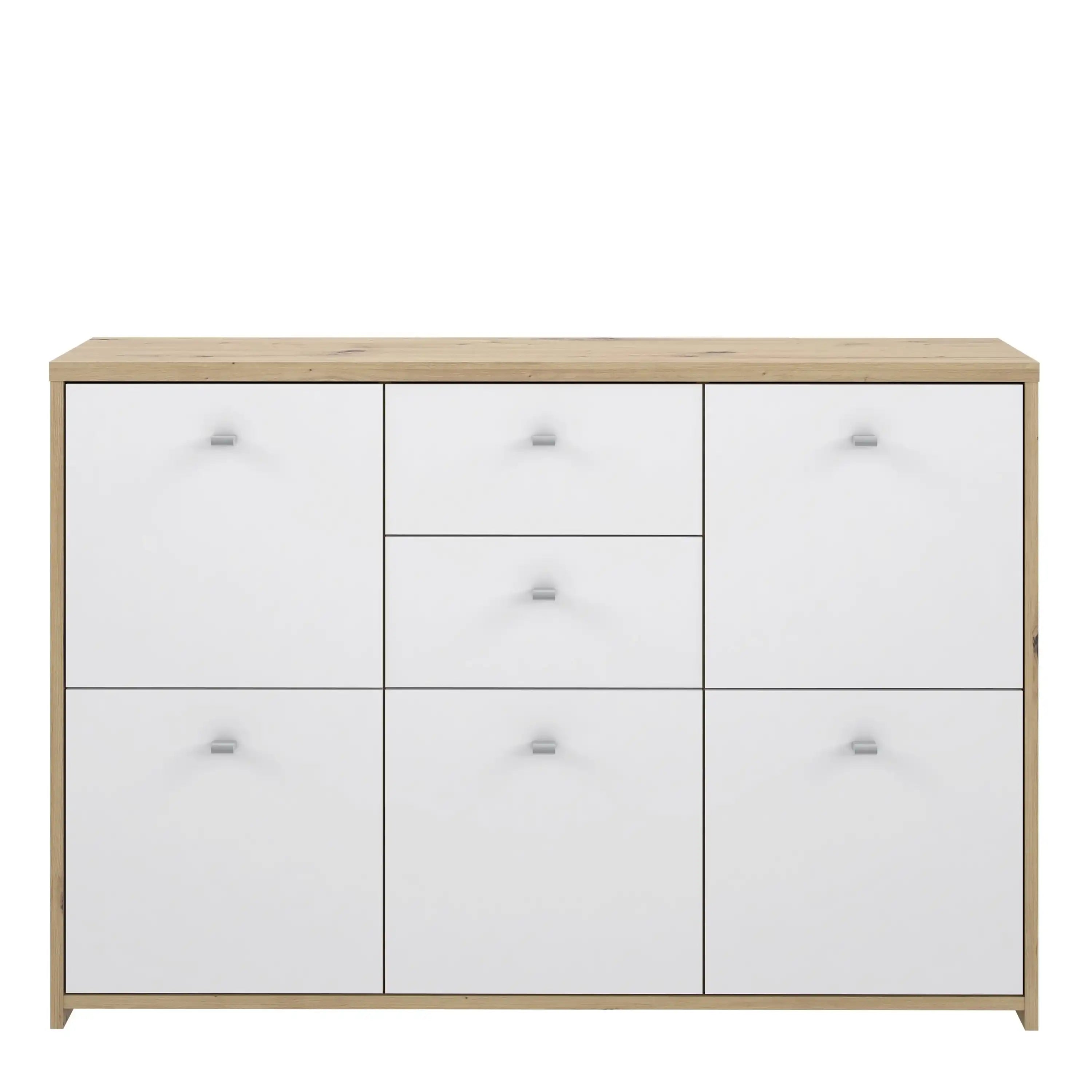 Best Chest Storage Cabinet with 2 Drawers and 5 Doors in Artisan Oak/White