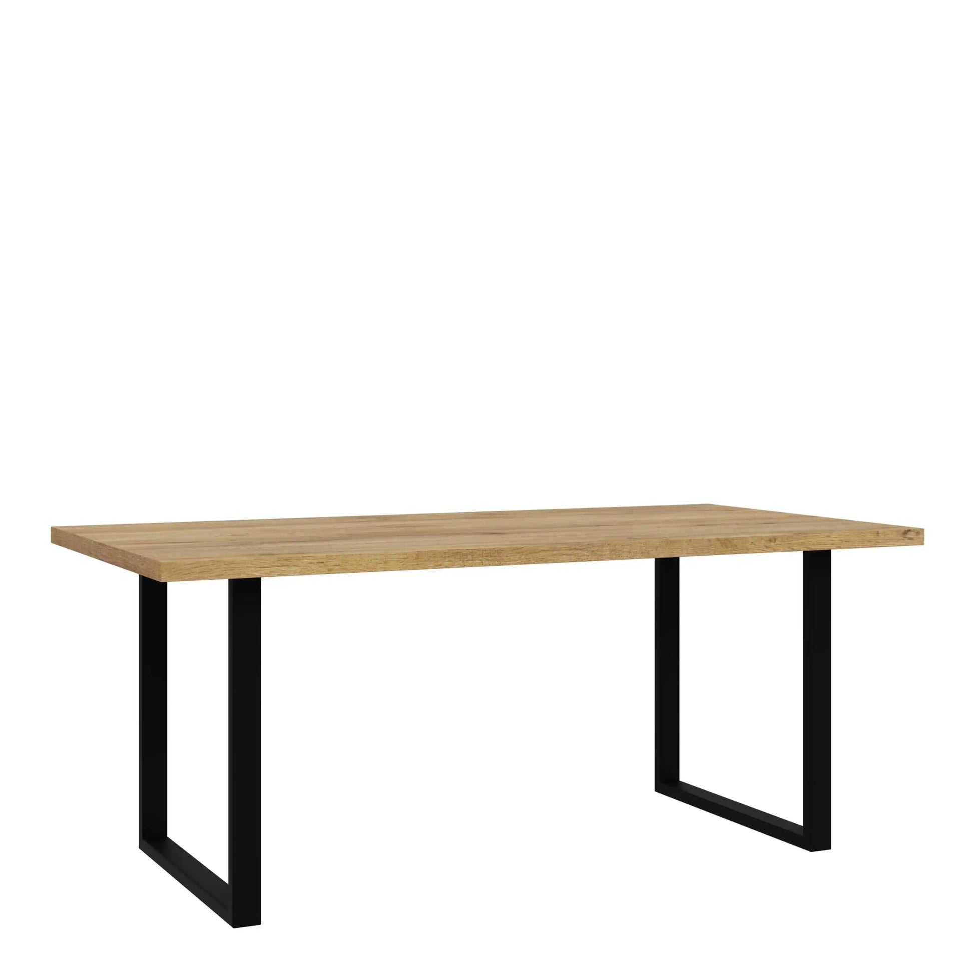 Nikomedes 180 cm Dining Table In Bartex Oak & Black Frame - Price Crash Furniture