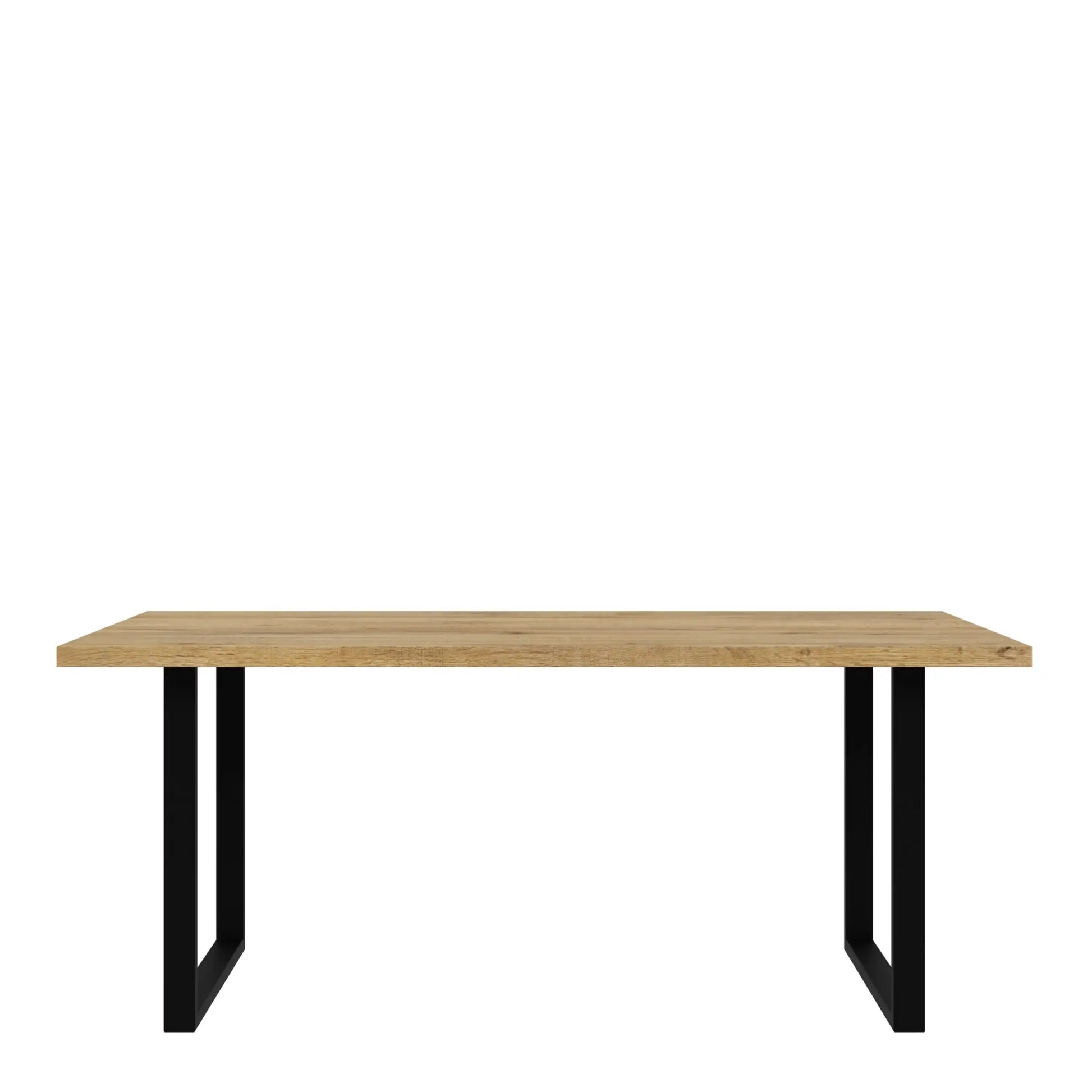 Nikomedes 180 cm Dining Table In Bartex Oak & Black Frame - Price Crash Furniture