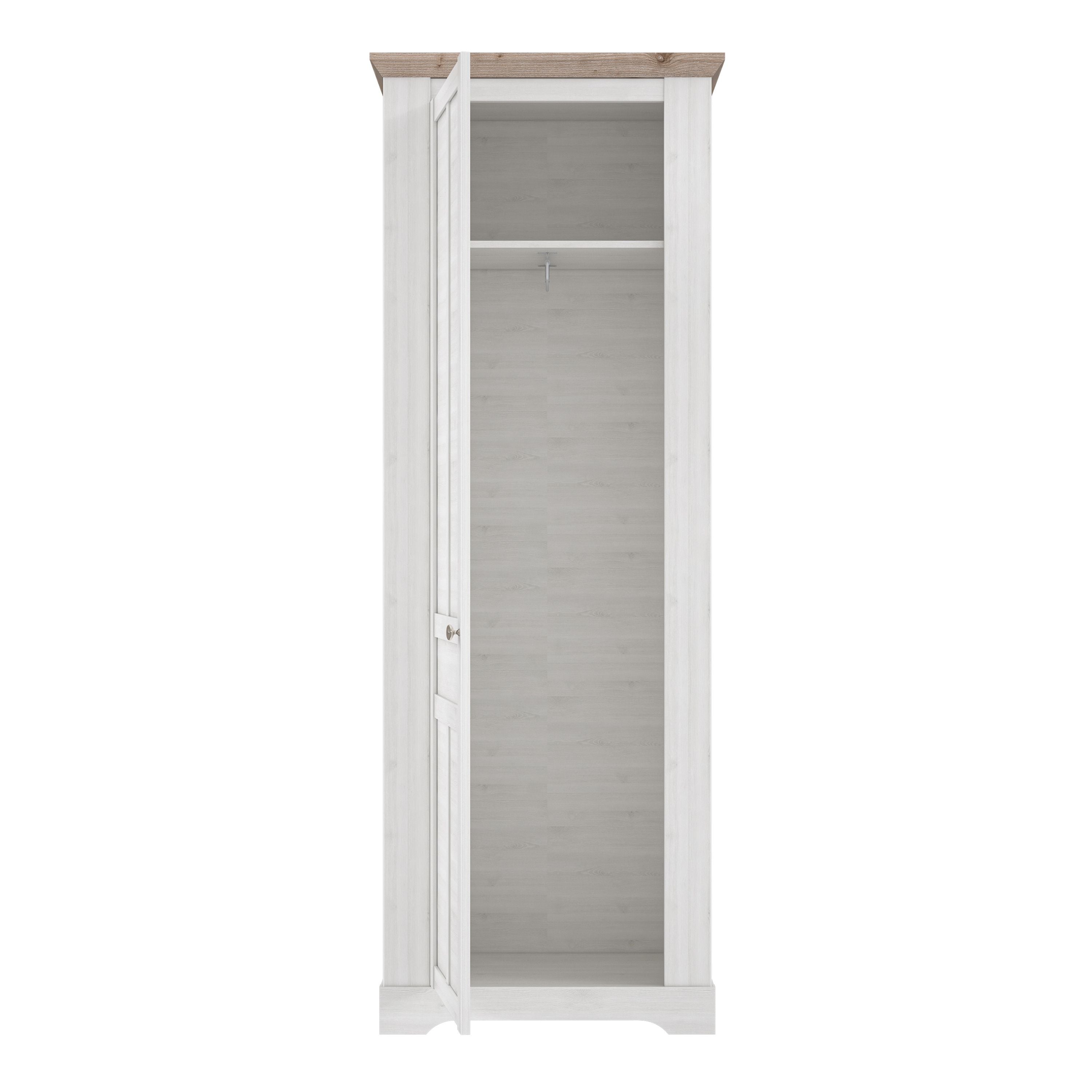 Illopa Hallway Single Wardrobe Tall Cupboard In Oak & White - Price Crash Furniture