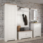 Illopa Hallway Single Wardrobe Tall Cupboard In Oak & White - Price Crash Furniture