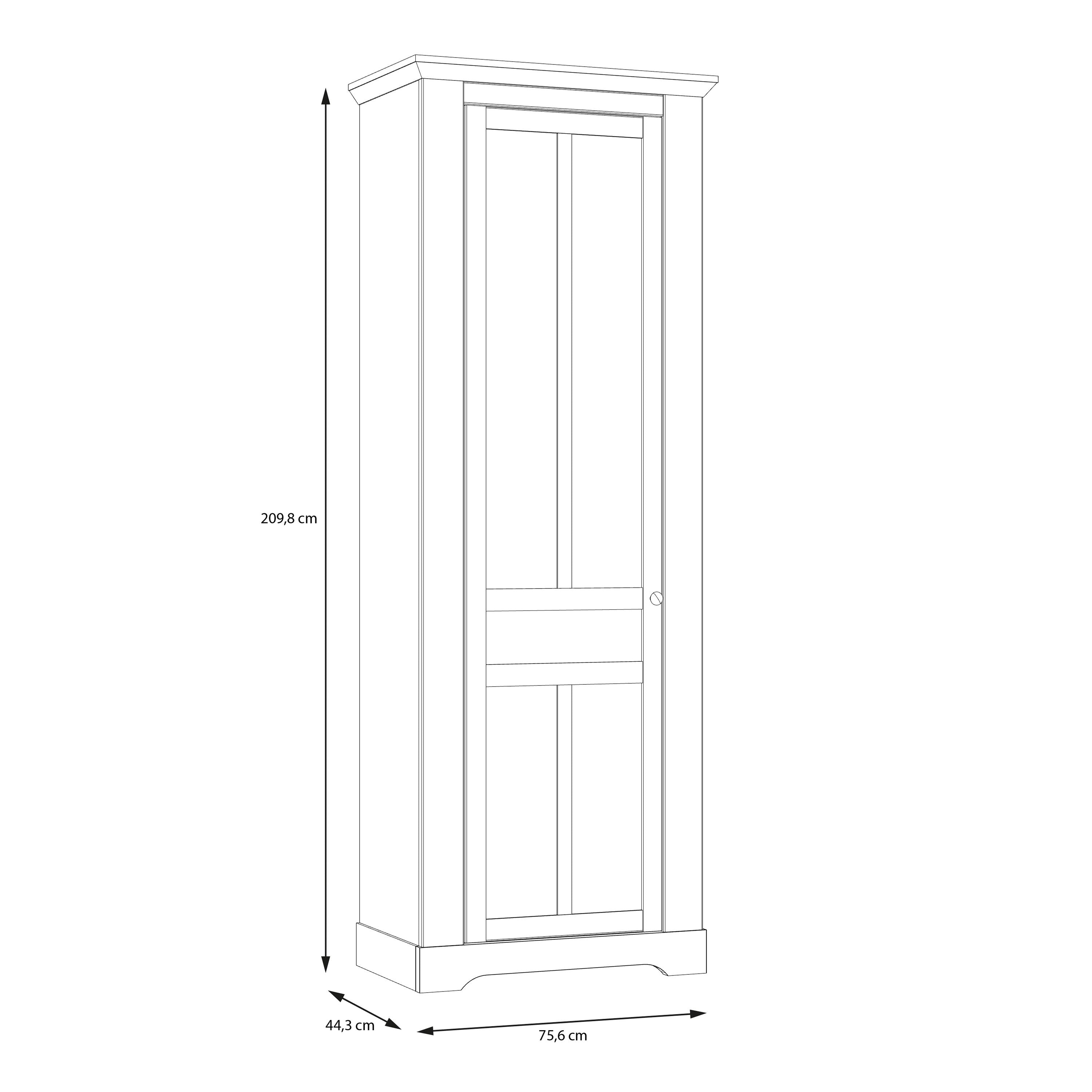 Illopa Hallway Single Wardrobe Tall Cupboard In Oak & White - Price Crash Furniture