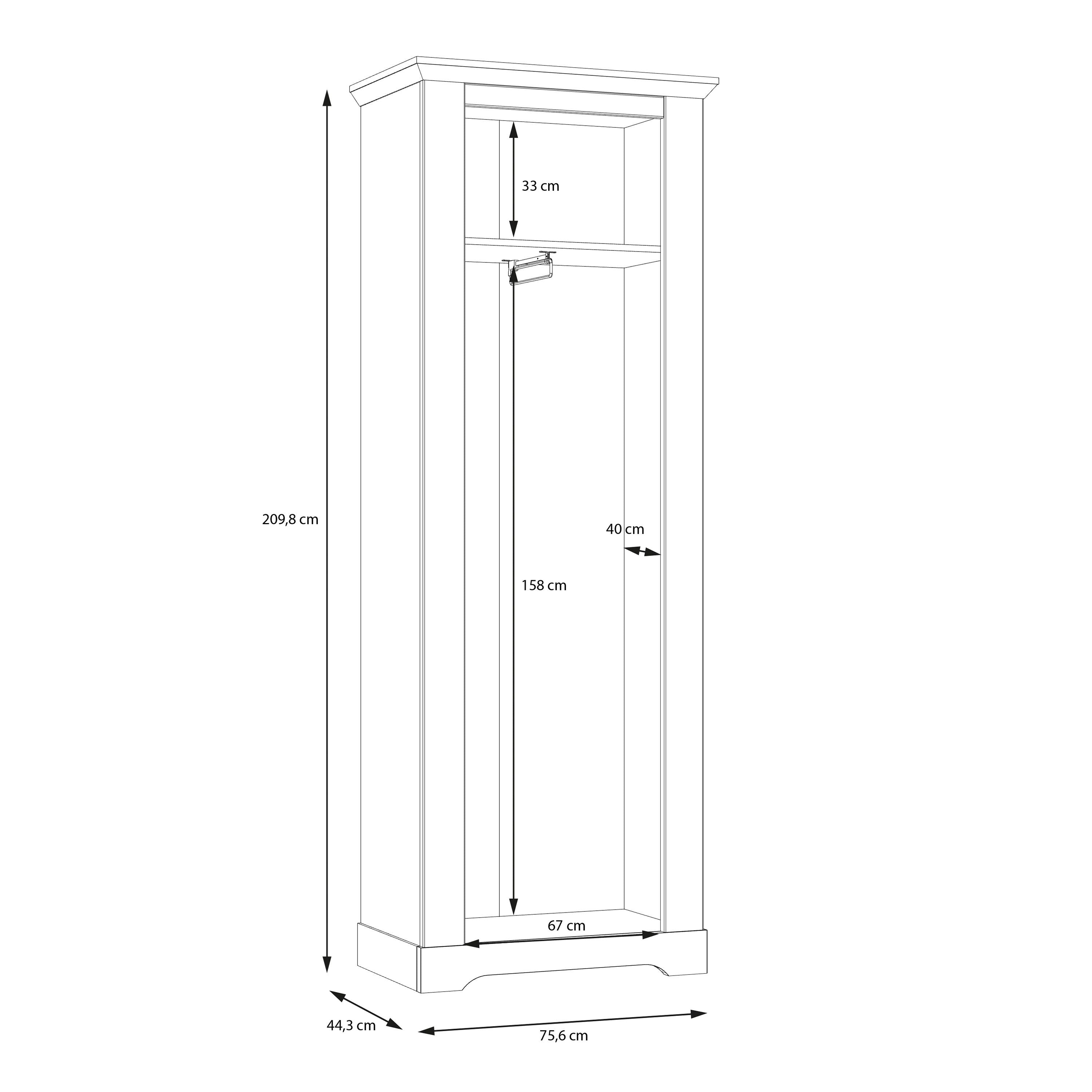 Illopa Hallway Single Wardrobe Tall Cupboard In Oak & White - Price Crash Furniture