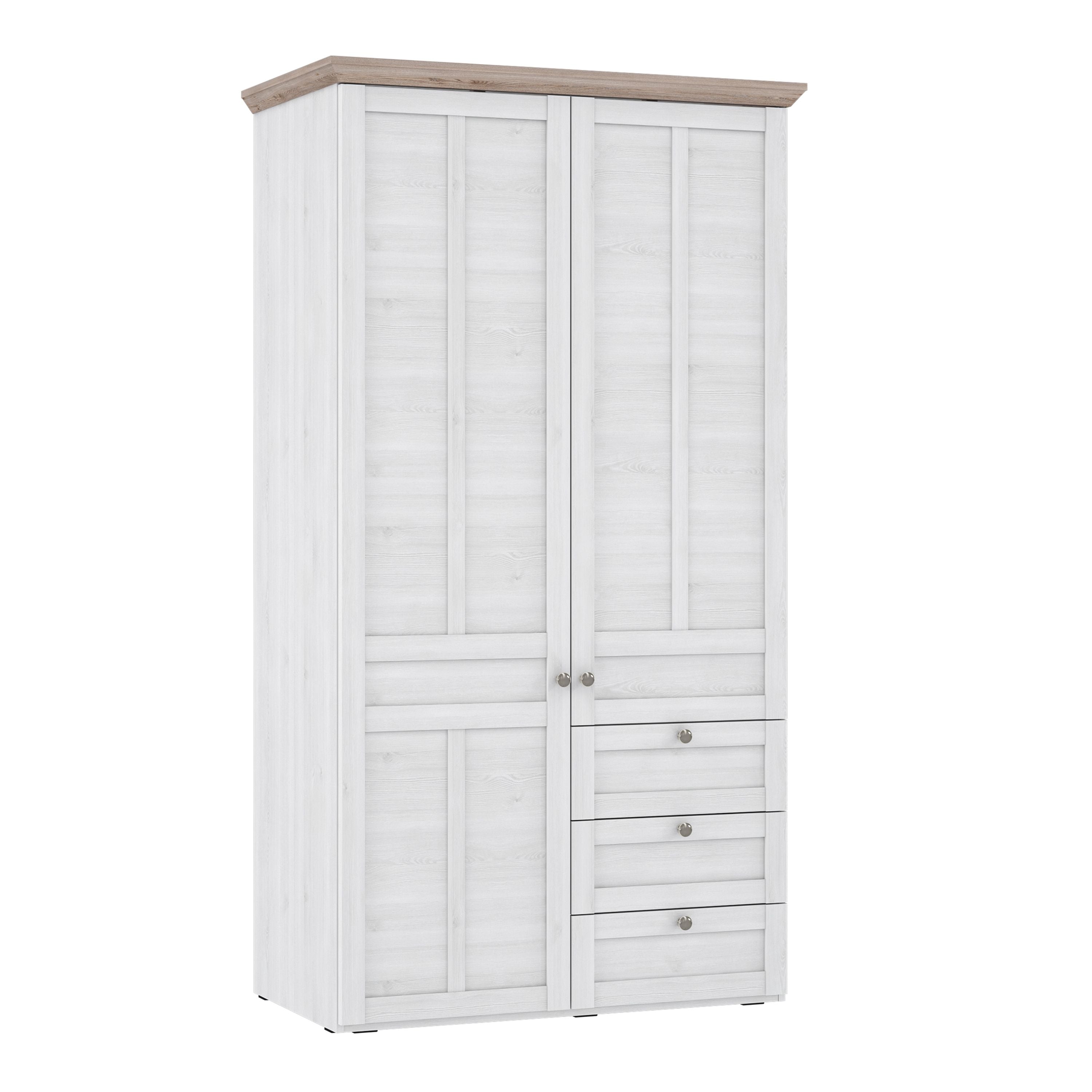 Iloppa 2 Door 3 Drawer Wardrobe In Oak & White - Price Crash Furniture