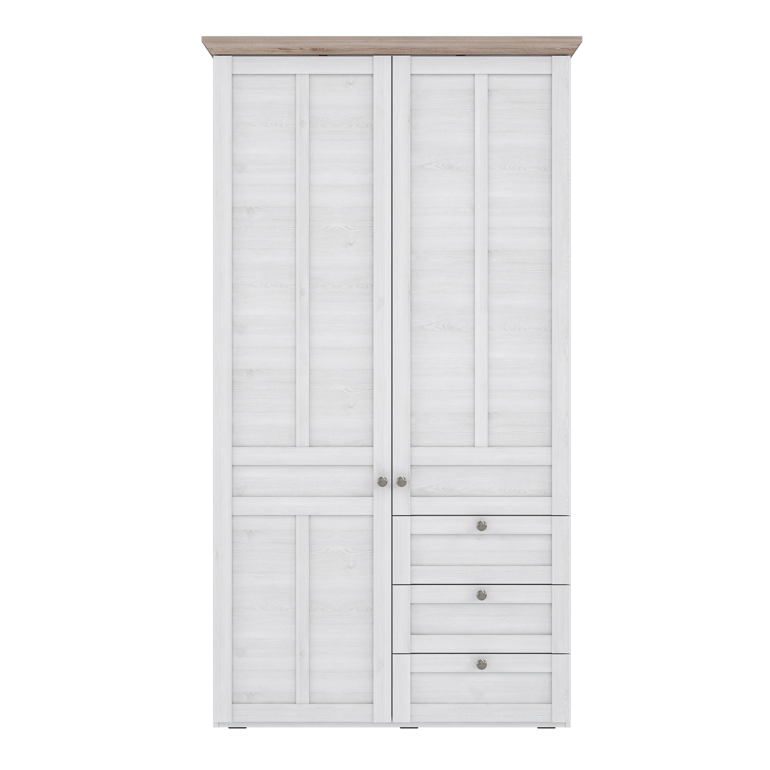 Iloppa 2 Door 3 Drawer Wardrobe In Oak & White - Price Crash Furniture