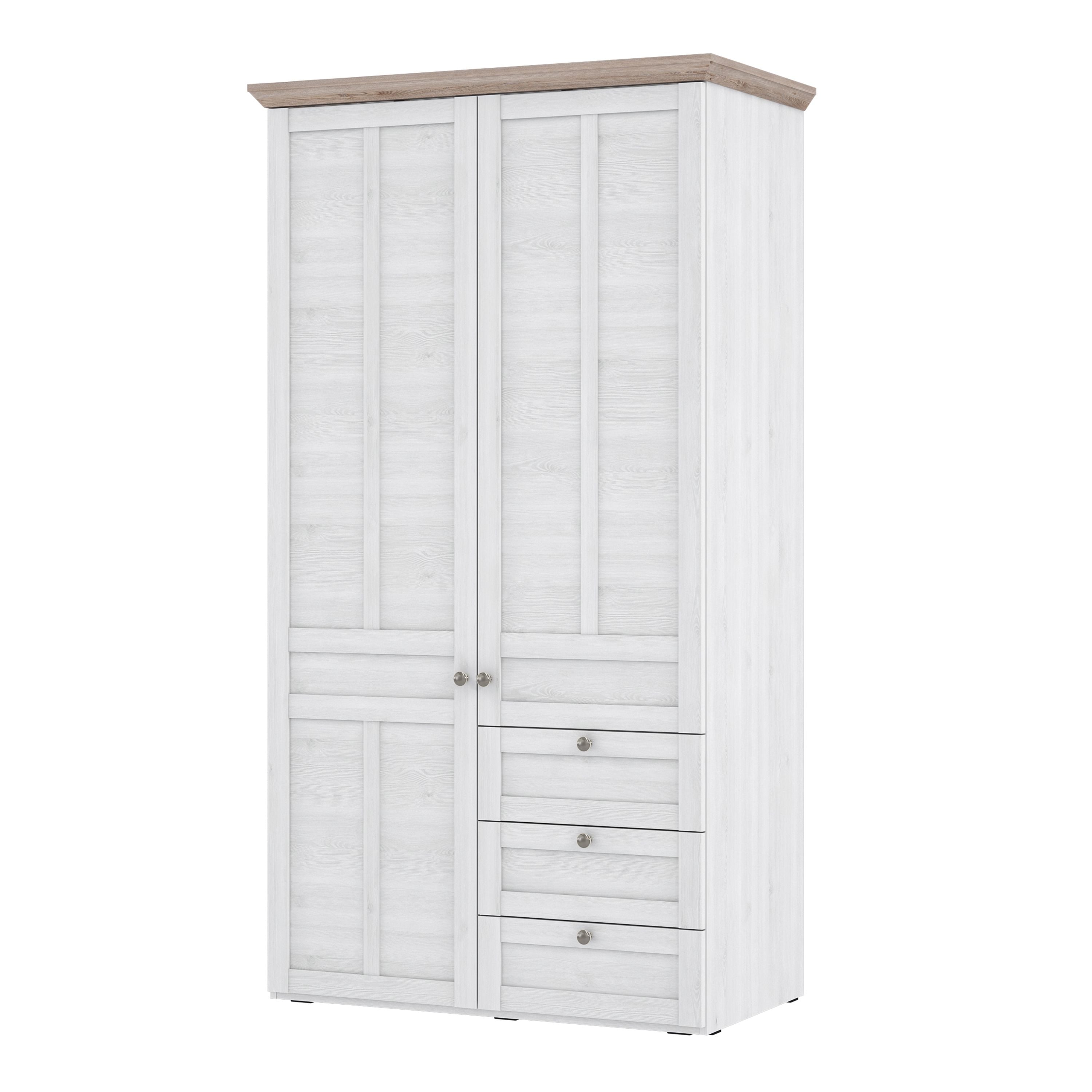 Iloppa 2 Door 3 Drawer Wardrobe In Oak & White - Price Crash Furniture