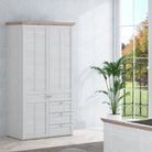 Iloppa 2 Door 3 Drawer Wardrobe In Oak & White - Price Crash Furniture