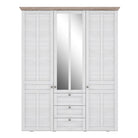 Iloppa 3 Door 3 Drawer Mirrored Wardrobe In Oak & White - Price Crash Furniture