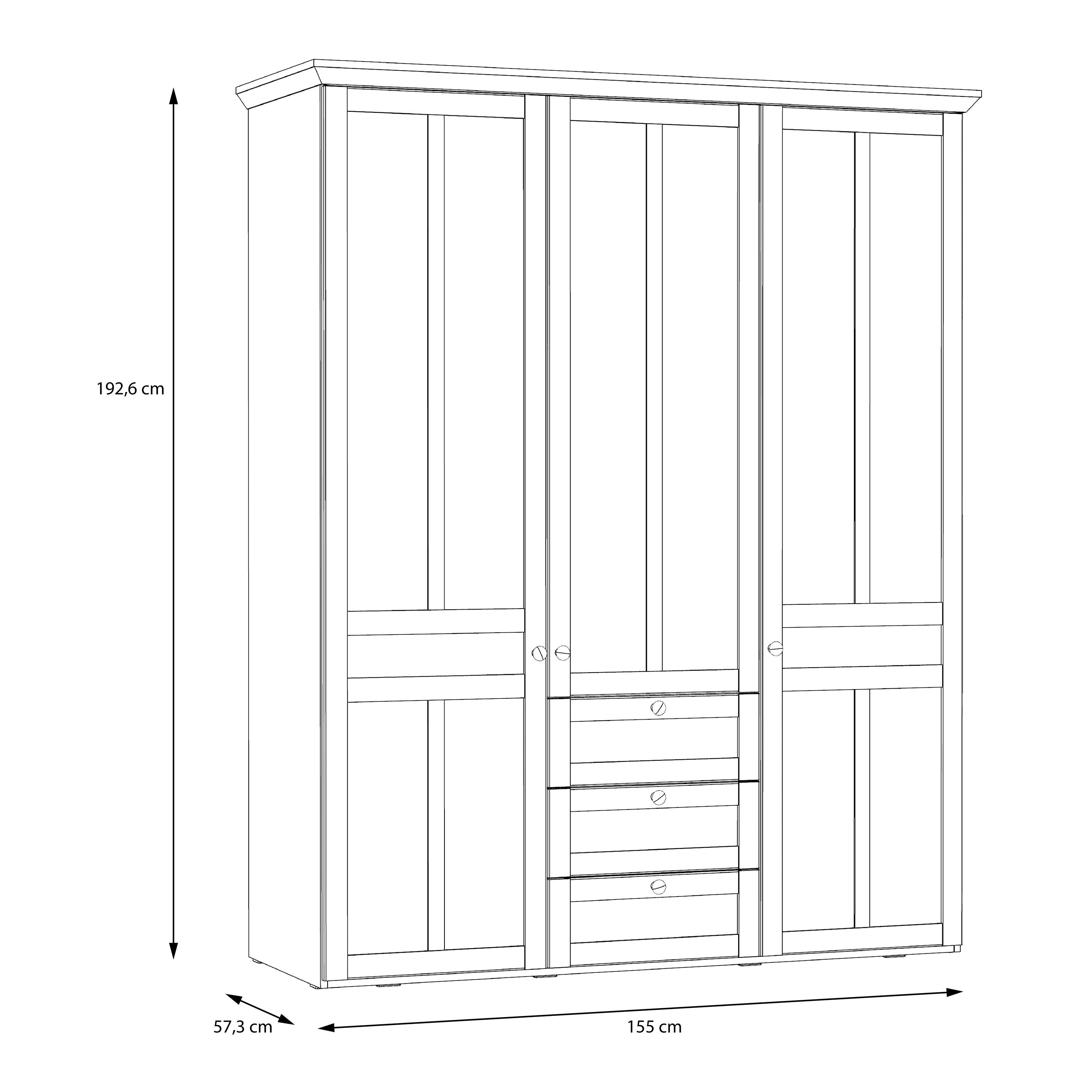 Iloppa 3 Door 3 Drawer Mirrored Wardrobe In Oak & White - Price Crash Furniture