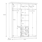 Iloppa 3 Door 3 Drawer Mirrored Wardrobe In Oak & White - Price Crash Furniture