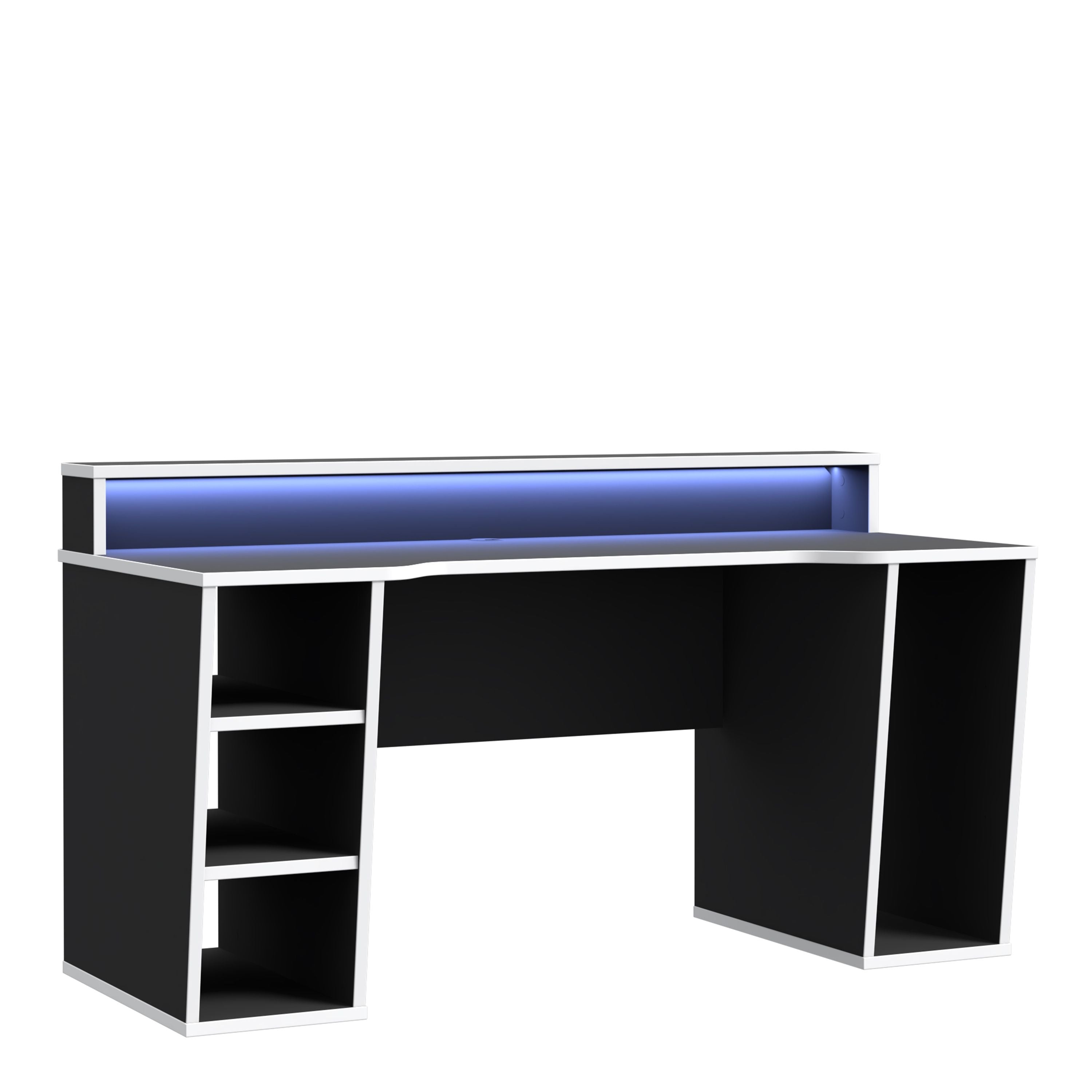 Tezaur Gaming Desk With LED In Black & White - Price Crash Furniture