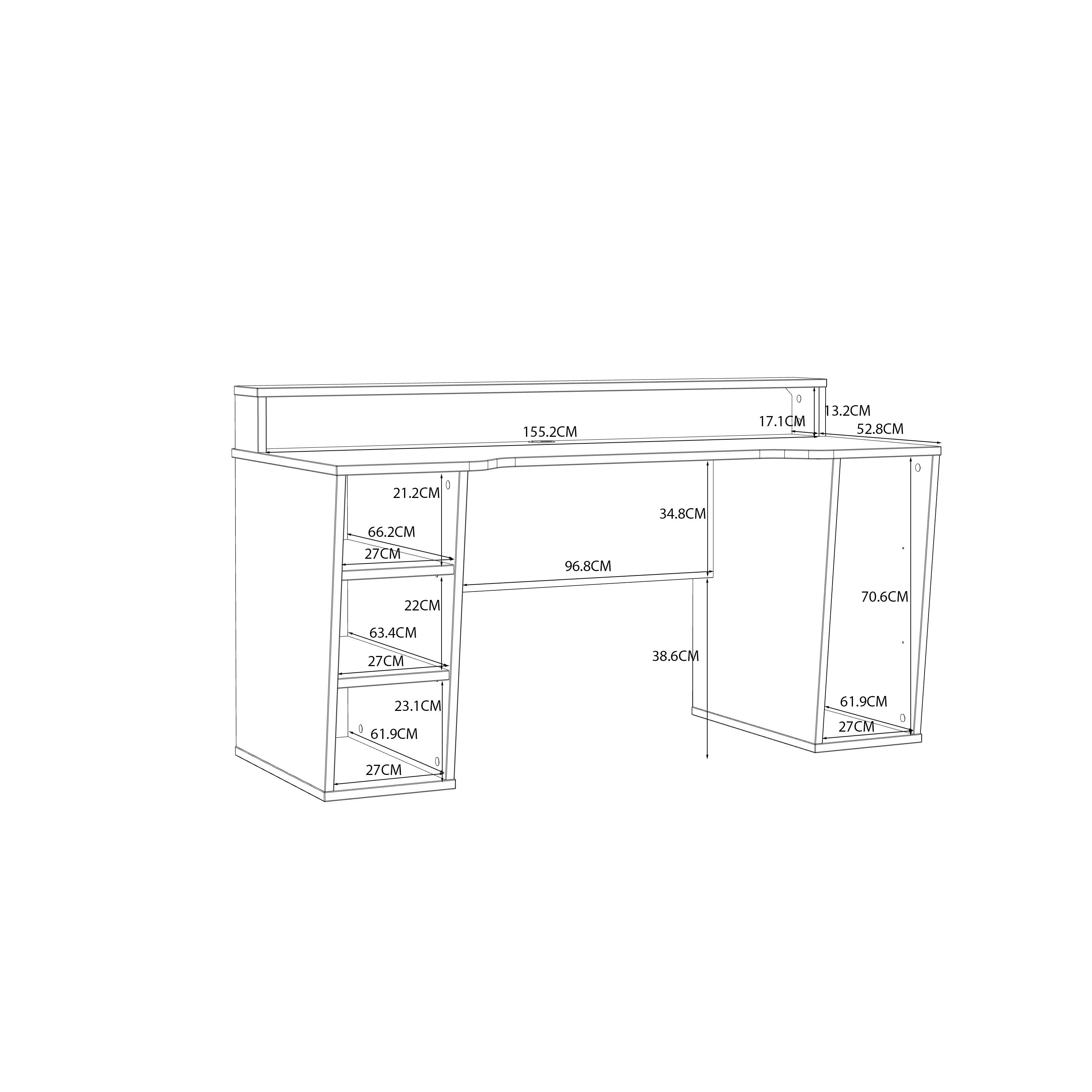 Tezaur Gaming Desk With LED In Black & White - Price Crash Furniture