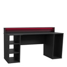 Tezaur Gaming Desk 2 Shelves With LED In Matt Black - Price Crash Furniture