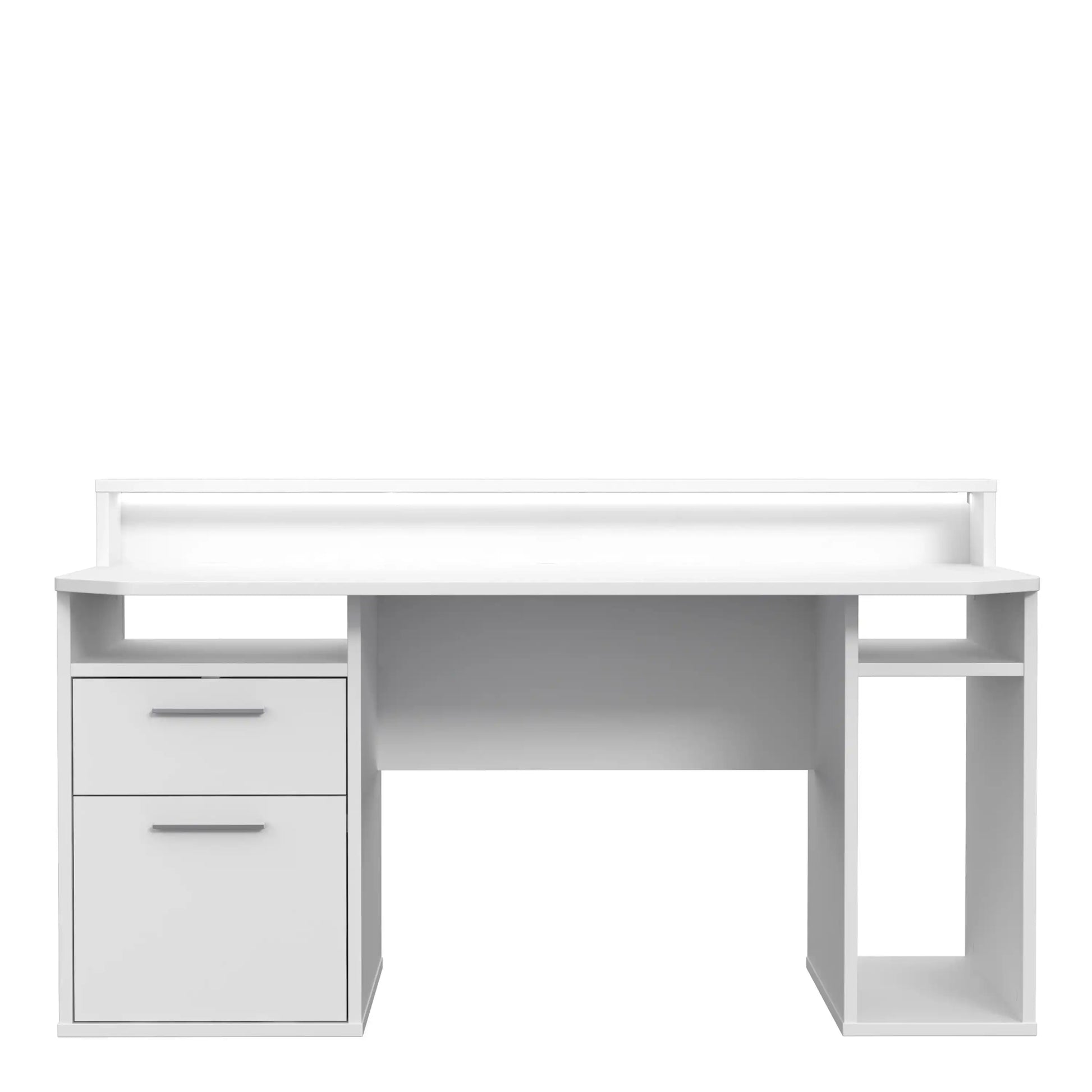 Tezaur Gaming Desk With Blue LED In White - Price Crash Furniture