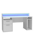 Tezaur Gaming Desk With Blue LED In White - Price Crash Furniture