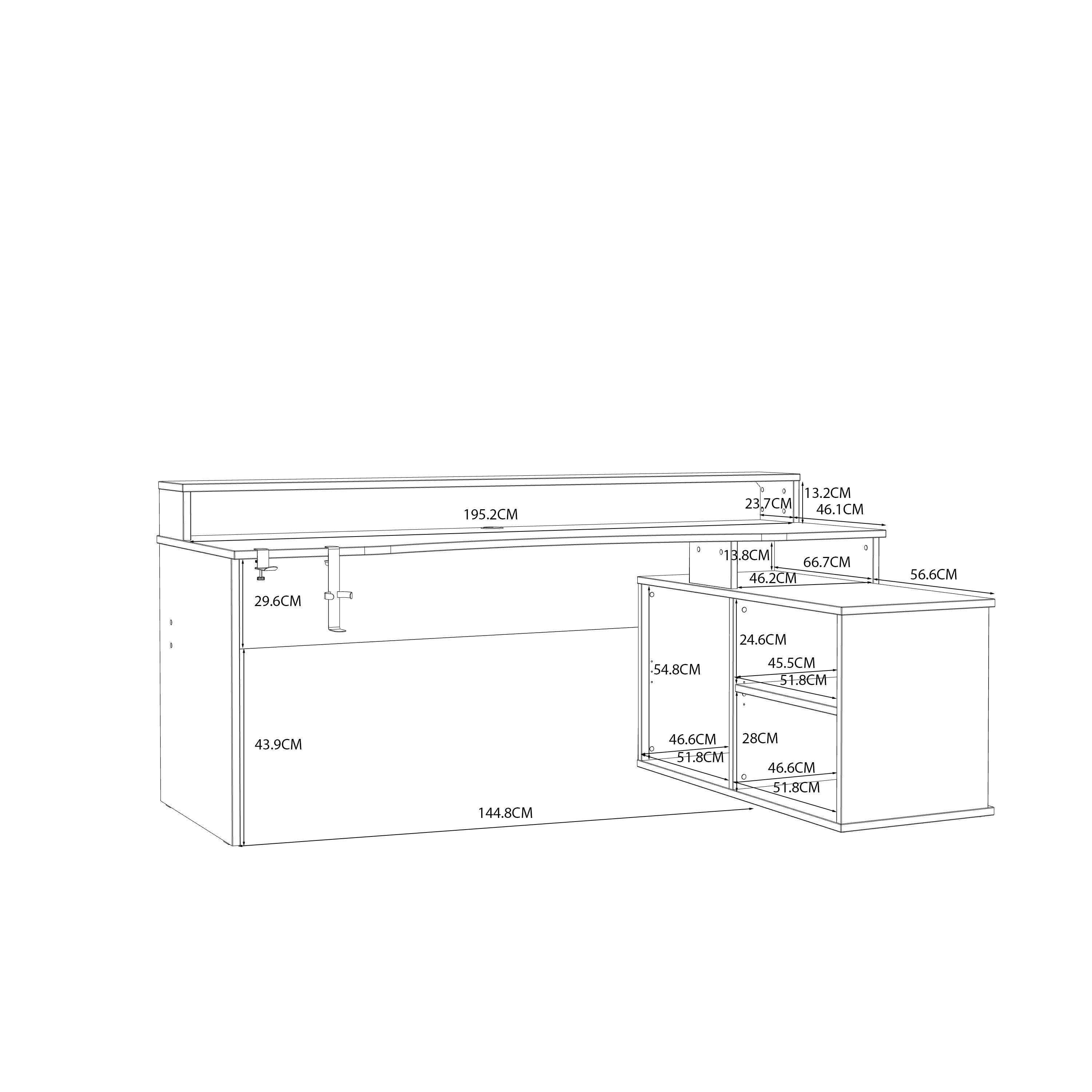 Tezaur Gaming Desk With LED In Black & White - Price Crash Furniture