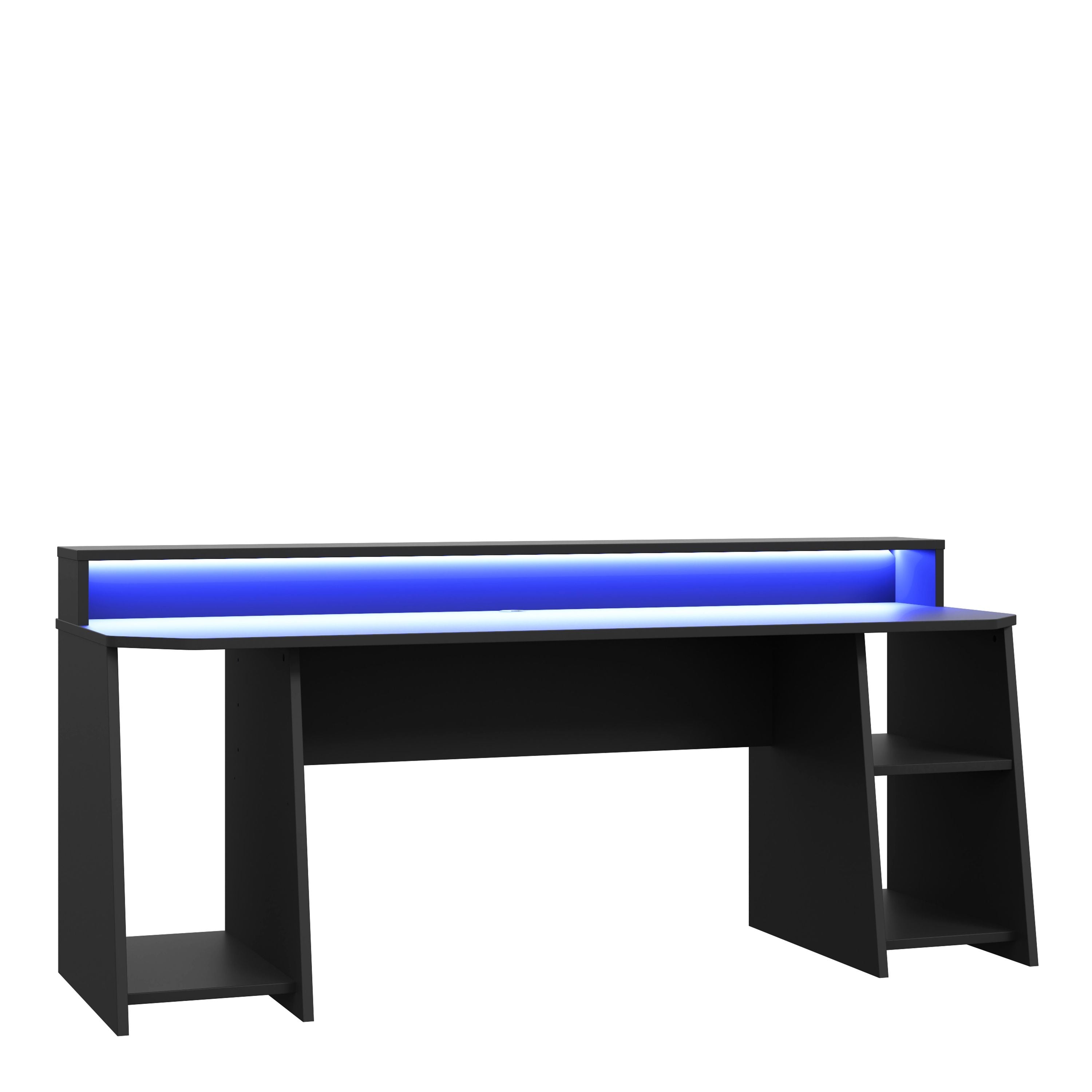 Tezaur Gaming Desk With Blue LED In Matt Black - Price Crash Furniture