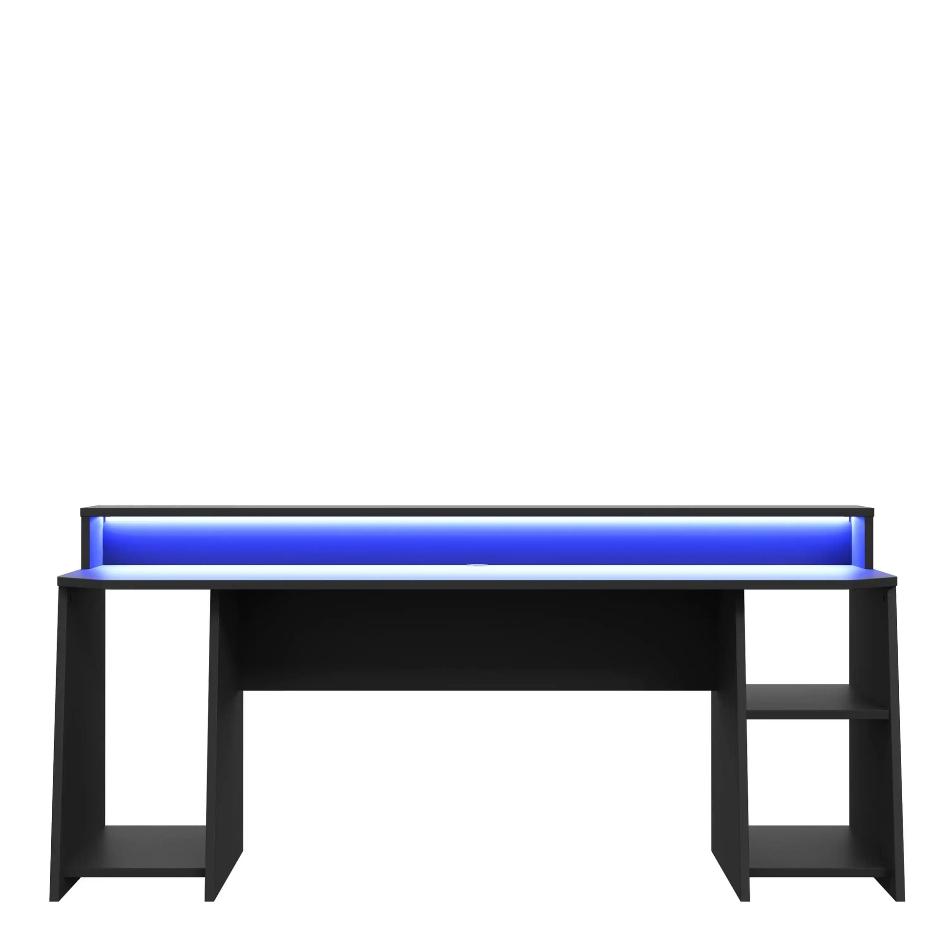 Tezaur Gaming Desk With Blue LED In Matt Black - Price Crash Furniture