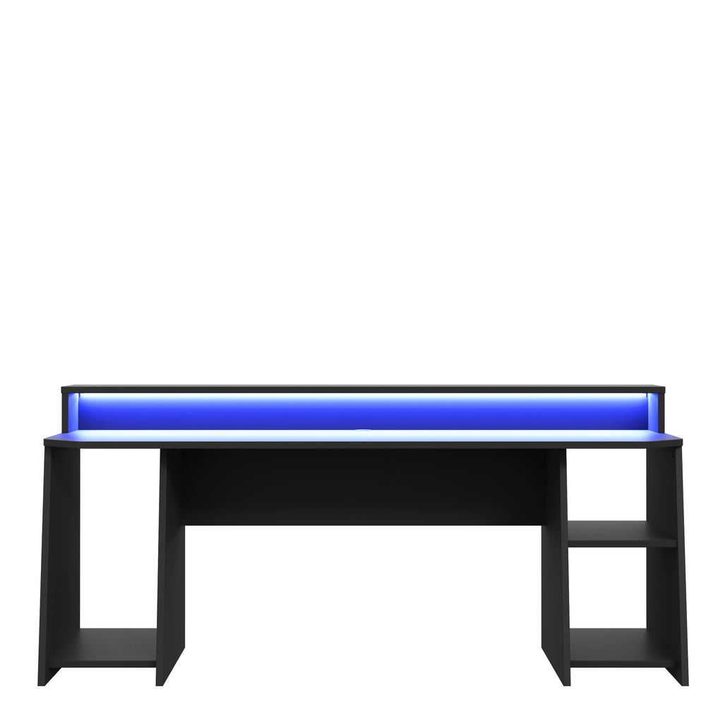 Tezaur Gaming Desk With Blue LED In Matt Black - Price Crash Furniture