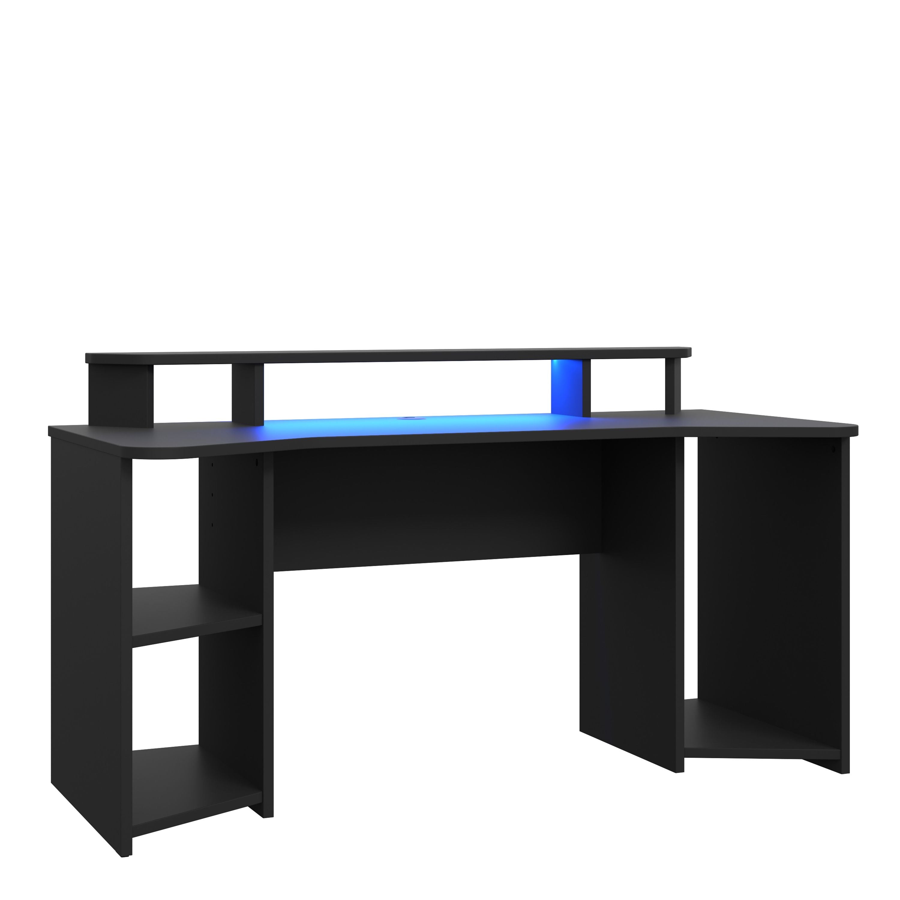 Tezaur Gaming Desk With LED Lighting In Matt Black - Price Crash Furniture