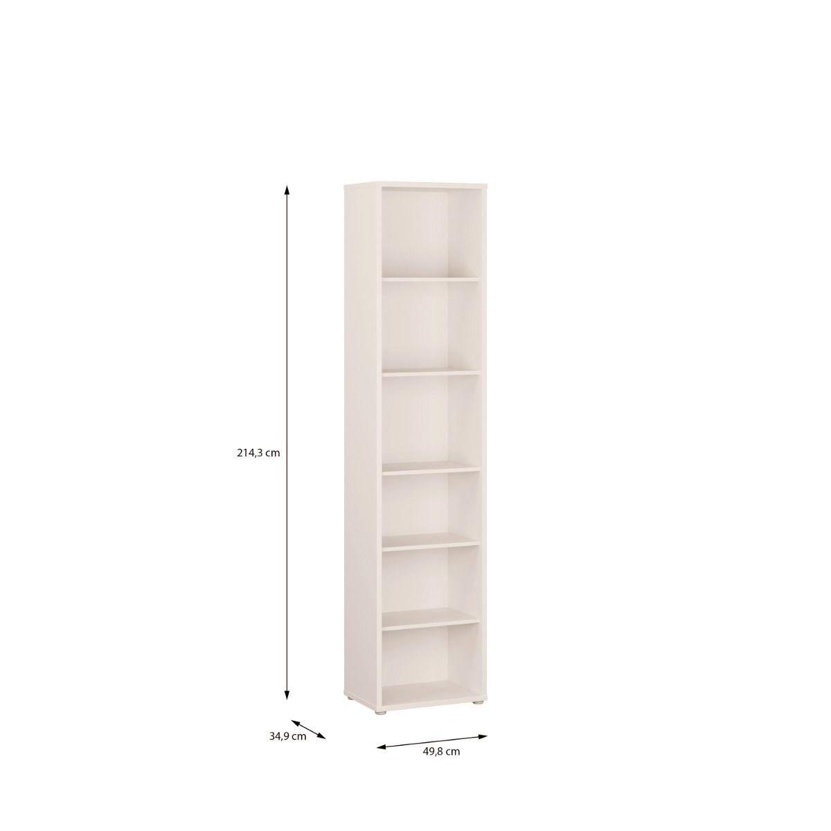Alice Springs Tall Narrow Bookcase With 5 Shelves In Sand